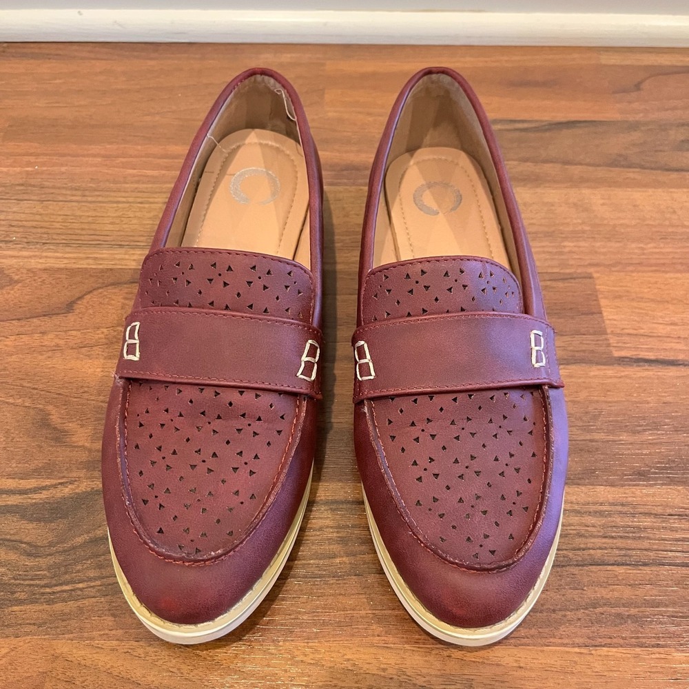 Journee Collection Women's Loafers Shoes Size 9 Burgundy Fall Buttermom - Picture 2 of 7